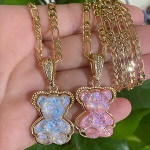 14K Gold Plated 750 Italy Teddy Bear Necklace